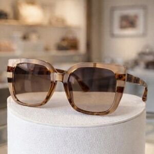 Sunglasses Women Beige Square Oversize Half‎ Frame Fashion